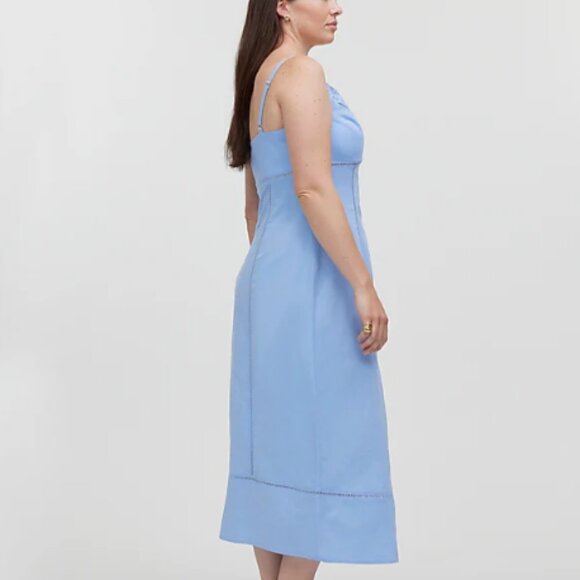NEW Madewell powder blue Sweetheart Midi Dress in Linen-Cotton Blend NP116 - Picture 5 of 10